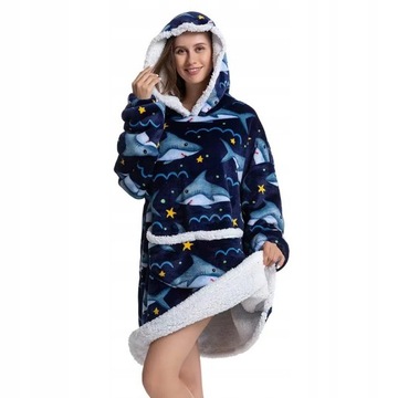 CIEPŁA BLUZA KOC OVERSIZE FUTRZAK 2W1 GRUBA pies