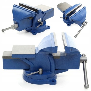 Тиски слесарные 125мм, поворотные с наковальней, 360 градусов. ЦЕЛЬНЫЕ ЧУГУННЫЕ СТОЛЫ