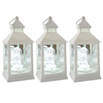 3x Latarnia ZNICZ LED Anioł ANIOŁEK lampion biała NA BATERIE na grób 23cm
