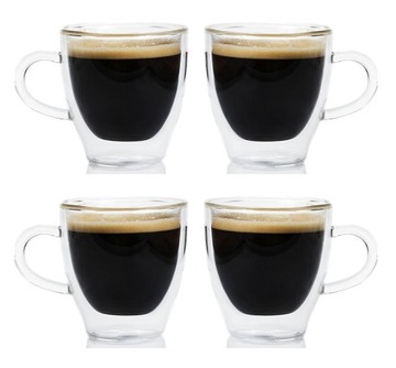 Szklanki Termiczne z Podwójną Ścianką Kawy Espresso 80ml 4 sztuki z uchem