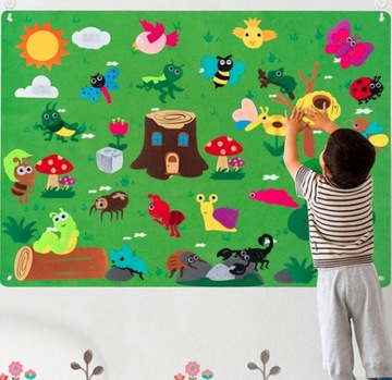 РАЗВИВАЮЩИЙ КОВрик ВОЙЛОЧНАЯ ДОСКА НА ЛИПУЧКЕ ДЛЯ ДЕТЕЙ ЖИВОТНЫХ MONTESSORI FOREST