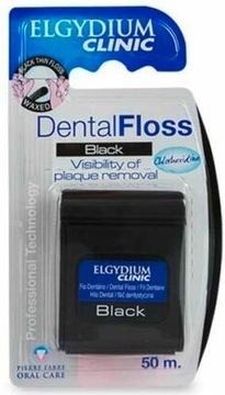 ELGYDIUM Czarna nić dentystyczna chlorheksydyna 50
