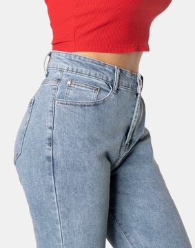 Jasne Spodnie Damskie Mom Jeans Dżinsy Zwężane Wysoki Stan Strecz 6700 W50