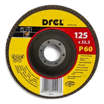 TARCZA ŚCIERNA LISTKOWA LAMELKOWA 125MM P60 odgięta