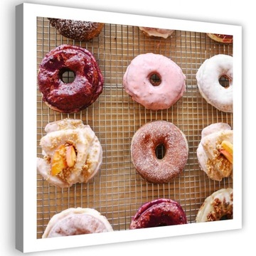 Obraz drukowany 90x90 kolorowe pączki słodycze
