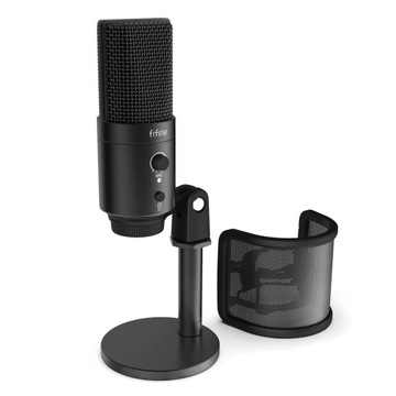 Mikrofon pojemnościowy kardioidalny FIFINE K683B USB + statyw do mikrofonu