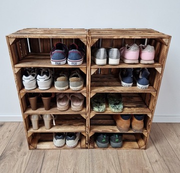 DREWNIANA SKRZYNKA Z 4 PÓŁKAMI, ROZMIAR 75x40x30 CM, KOLOR OPALANY