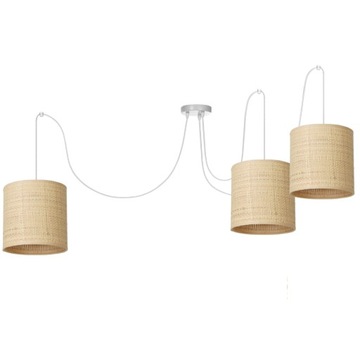 LAMPA WISZĄCA ŻYRANDOL PAJĄK POTRÓJNY RATAN TUBA