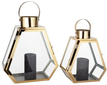 LAMPIONY LATARNIE ZESTAW 2 SZT GOLD METALOWY XXL