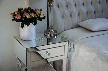 Зеркальная прикроватная тумбочка с ящиком, ГРИНВИЧ хром