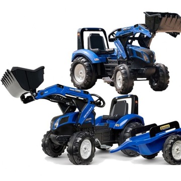 FALK New Holland Blue педальный трактор с прицепом на 3 года