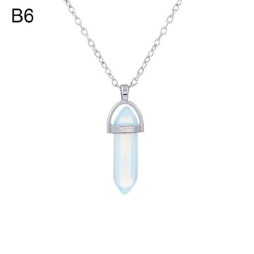 Natural Stone Crystal Necklaces Hexagonal Bullet