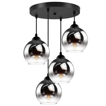 Lampa Wisząca Cztery Kule Grafitowe Transparentne