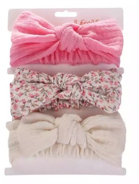 ZESTAW 3 OPASEK DLA DZIEWCZYNKI roczek OPASKA DLA NIEMOWLĄT