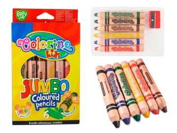 Grube kredki DREWNIANE Colorino JUMBO MINI 6 sztuk