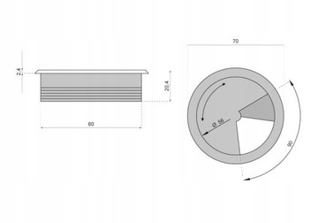 ВЕНГЕ крышка люверса, люверс для стола Fi60
