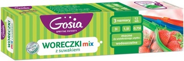 WORECZKI worki z suwakiem do ŻYWNOŚCI 1,5l 3l 0,75l GOSIA MIX 12szt