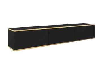 Wisząca Komoda Szafka RTV Glamour Czarny Mat 175cm