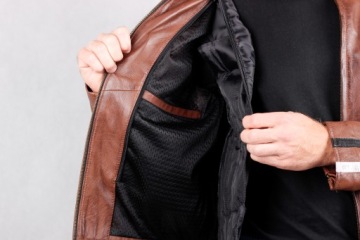 Мужская мотоциклетная куртка HUSAR THUNDER PRO из коричневой кожи