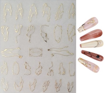 золотой металлик самоклеящиеся наклейки искусства ногтей для украшения ногтей