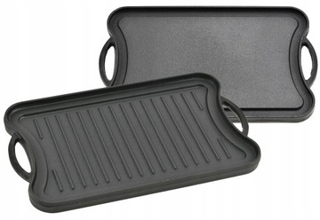 Płyta ŻELIWNA Grillowa na OGNISKO Grilla Patelnia Grill Dwustronna 51x26 cm