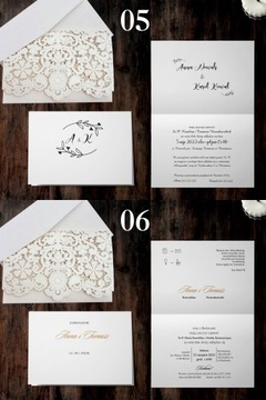 Zaproszenia ślubne personalizowane-wycinane laserowo koronka PAPIER PERŁOWY