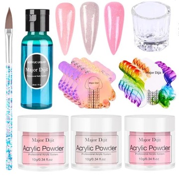 Dla początkujących zestawy DIY 10g pyłek do paznokci akrylowych 30ml płynu
