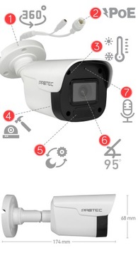 Цифровой IP-мониторинг, 4 камеры, PoE 4 Мп, встроенный микрофон, предварительный просмотр онлайн