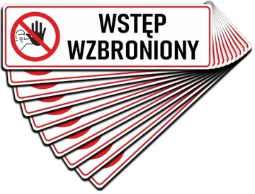 Naklejki BHP WSTĘP WZBRONIONY Folia 29x9cm - 10szt