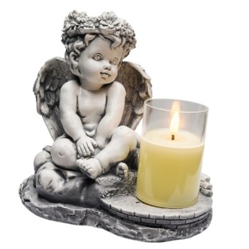 ZNICZ GIPSOWA FIGURKA NAGROBNA LAMPA LED 3XAAA