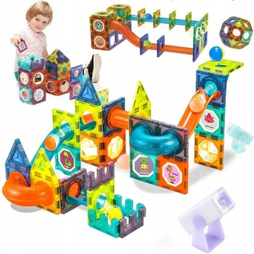 KLOCKI MAGNETYCZNE 3D Konstrukcyjne Magnetic TOR KULKOWY ŚWIECĄCY 75 el.