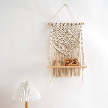 Настенная полка в технике макраме Плавающая плетеная полка