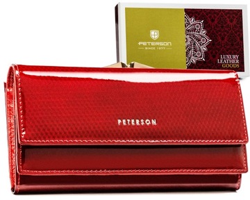 Duży portfel damski skórzany PETERSON pojemny na bigiel ochrona kart