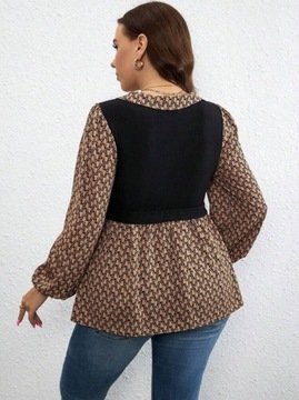 SHEIN LUNE Plus Top i Bluzka 2 w 1 z nadrukiem w geometryczne wzory 3XL