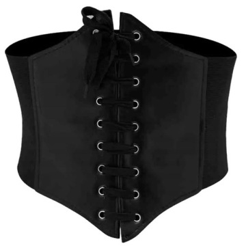 PASEK pas szeroki GORSET czarny GUMOWY SZNUROWANY