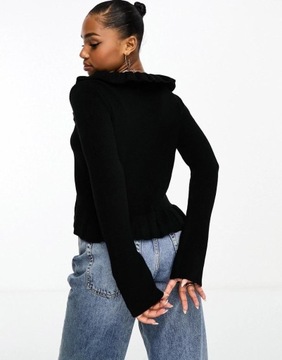 Asos Design gyk czarny falbany sweter wiązanie 46
