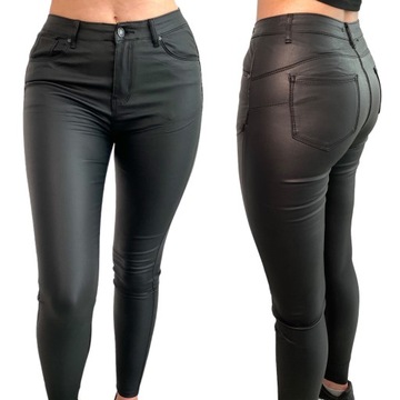 woskowane damskie spodnie skóra modelujące 44 XXL push up o4