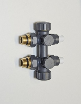 Zestaw termostatyczny Duoplex antracyt - uniwersalny prosty i kątowy