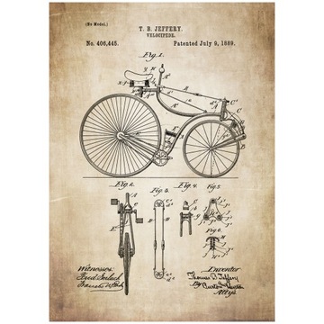 Plakat Rower Retro Jeffery Vintage Patent Schemat