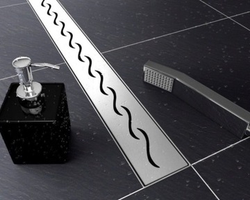 Линейный желоб для душа высотой 110 см, низкая конструкция, 52 мм - рисунок ВОЛНА