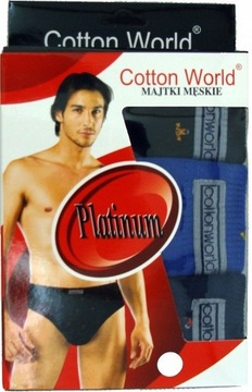 Slipy Majtki Cotton World męskie bawełna 100% kolory komplet szt.3 rozm.M