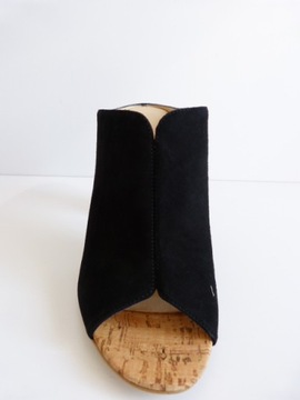 Klapki Sala 40 czarne wsuwane sandały letnie skórzane buty na korku skóra