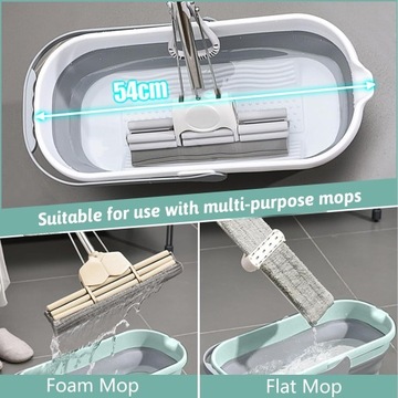 Большое плоское ведро для уборки, плоская швабра, большое складное ведро для швабры.