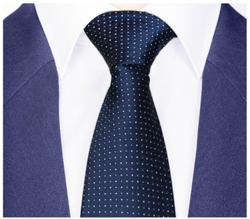 КЛАССИЧЕСКИЙ ТЕМНО-СИНИЙ мужской галстук в горошек 7 см для костюма rc68