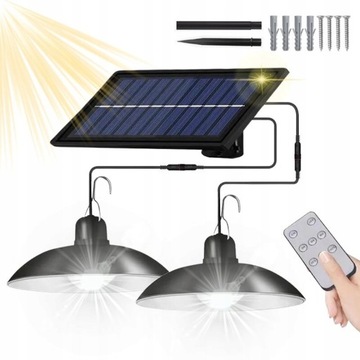 PODWÓJNA LAMPA SOLARNA LED OSOBNY PANEL ŻYRANDOL