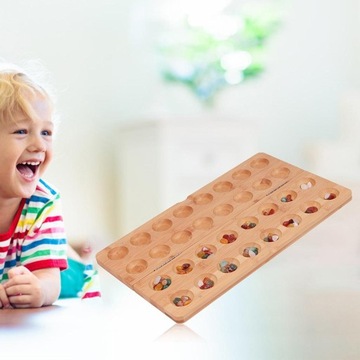 Настольная игра Манкала со складной деревянной доской и галькой из натурального камня