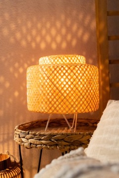 WOVED BAMBOO LAMP, настольная лампа БОХО, круглая, E27