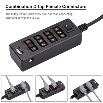 Andoer D-Tap B Type Socket D-tap Male to 8 Port