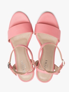 Czółenka damskie skórzane różowe RYŁKO buty szpilki sandały eleganckie 38