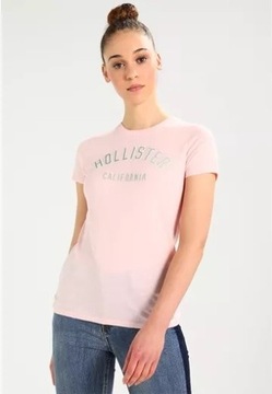 Hollister Jasno Różowy t-shirt california damski M